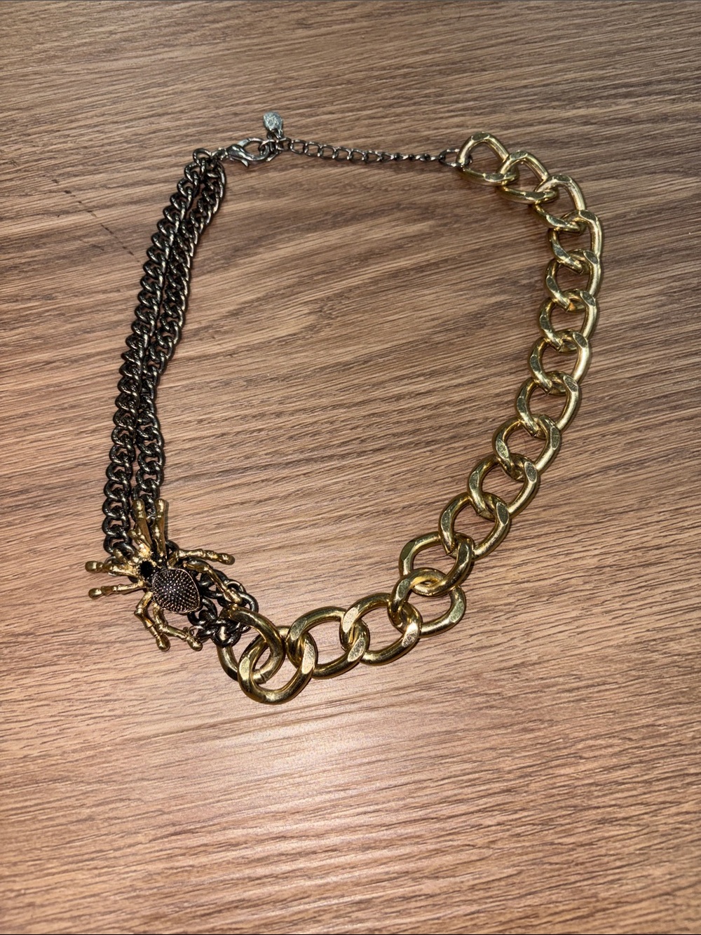 Robert Rose‎ Spider Necklace Womens OS Gold Good Gothic Mixed Chain Chunky Link